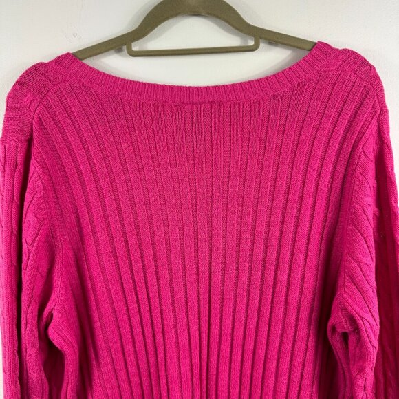 Lane Bryant Angora Rabbit Hair Cable Knit V Neck Pink Sweater Size 18/20 - Picture 9 of 11